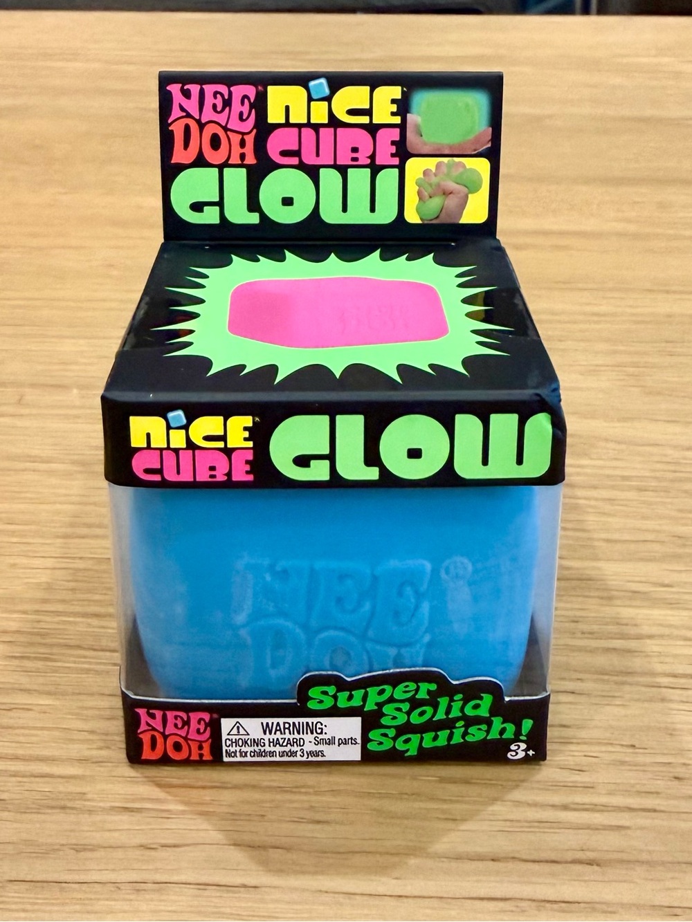 NeeDoh Nice Cube GLOW in Blue - Super Solid Squish 🩵